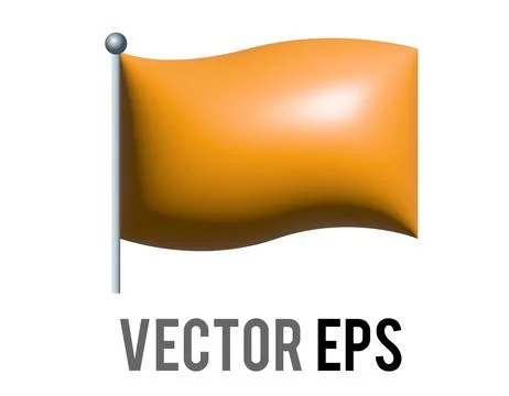 3D rectangular orange flag icon with silver pole イラスト素材