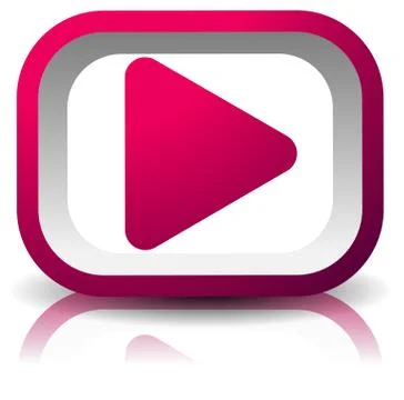 3d rectangular play button with shadow and reflection isolated on white Stockillustratie