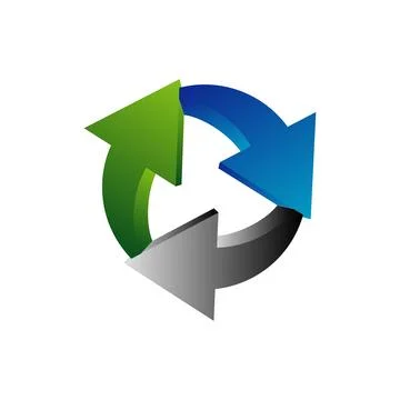 3D Recycle Arrow Icon Vector Logo Template Stock Illustration