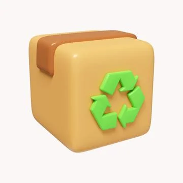 3d recycle box. Save Earth. Environment Concept. icon isolated on white Stock Illustration