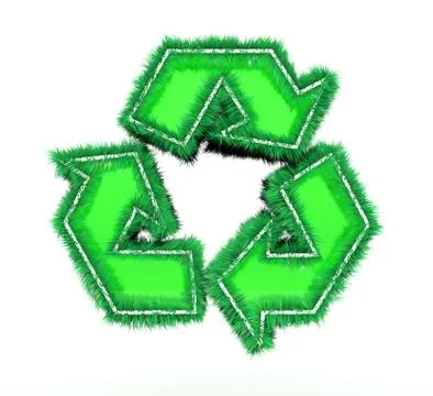 3d recycle symbol in a white background Illustrazione stock