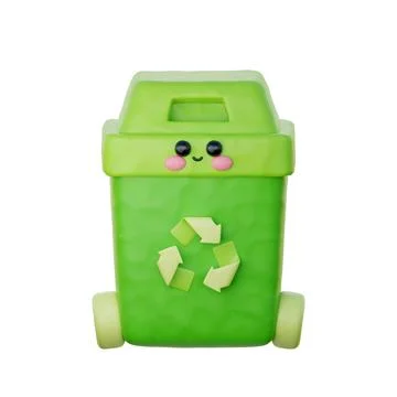 3d Recycling bin with plastic bottle. World environment day, Eco friendly, .. Stock Illustration