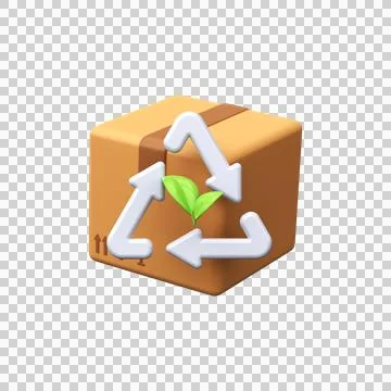 3d recycling box icon. Use of eco packaging for delivery Stock Illustration
