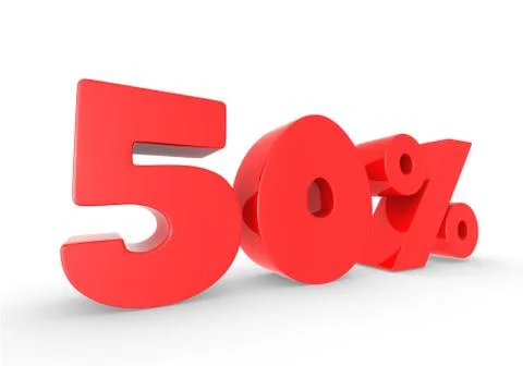 3d red 50 persent Stock Illustration