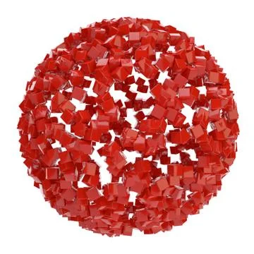 3D red abstract sphere of small cubes Illustrazione stock