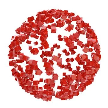 3D red abstract sphere of small cubes Illustrazione stock