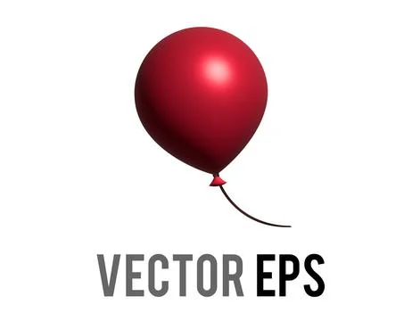 3D red air balloon on string icon, congratulations, celebration, happy birthd Stock Illustration