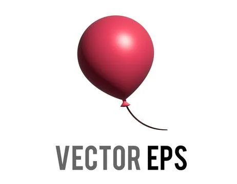 3D red air balloon on string icon, Christmas party, congratulations, celebr.. Stock Illustration