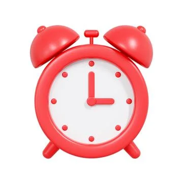 3D Red Alarm Clock Icon Stock Illustration