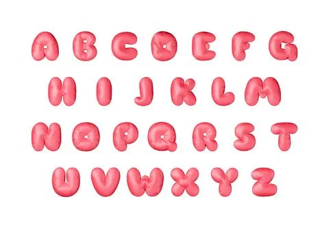 3d red alphabet balloon set isolated on white. Stock Illustration
