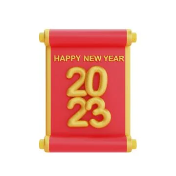 3D red ancient scroll isolated, decoration for Chinese new year, Chinese Fe.. Stock Illustration