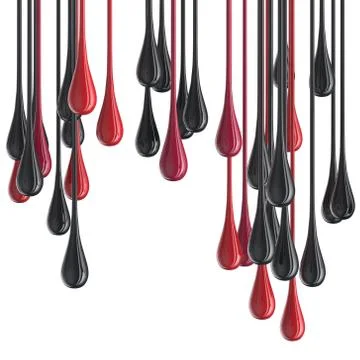 3D red and black glossy paint drop blobs Stock Illustration