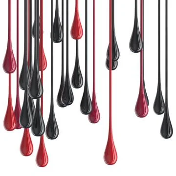 3D red and black glossy paint drop blobs Illustrazione stock