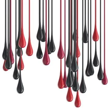 3D red and black glossy paint drop blobs Illustration