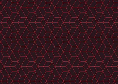 3D red and black lines cube and hexagon geometric pattern Stockillustratie
