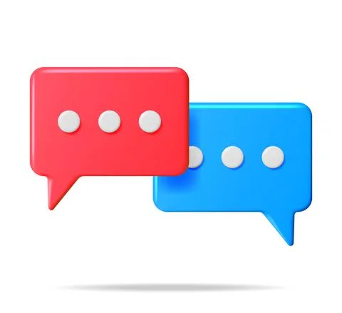 3D Red and Blue Blank Speech Bubble 스톡 일러스트
