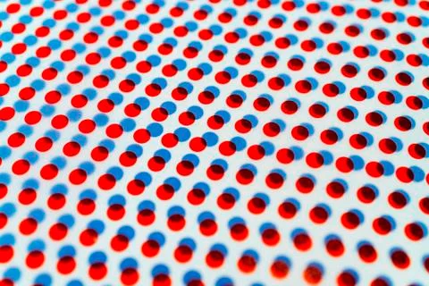 3D red and blue dots pattern overlapping on white background 스톡 일러스트