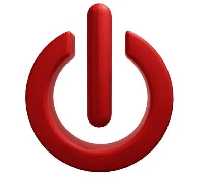 3d red off and on button on white background. Illustrazione stock
