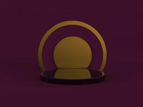 3D Red and Gold Studio with Abstract Elements イラスト素材