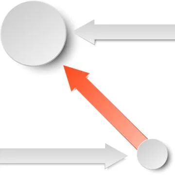 3d red and grey arrow paper with two circles for business graphic concept d.. Ilustración de archivo