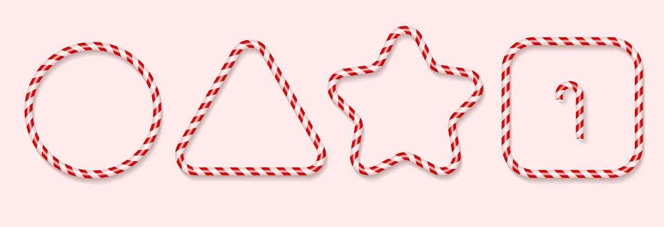 3d red and white Candy cane striped border frames collection. Christmas and New Stock Illustration