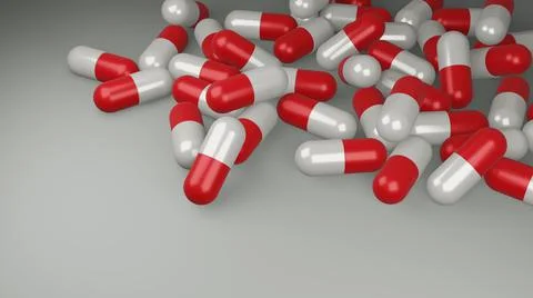 3d red and white capsules Illustrazione stock