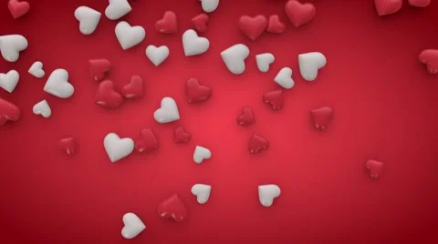 3d red and white hearts romantic background Stock Footage 66418869