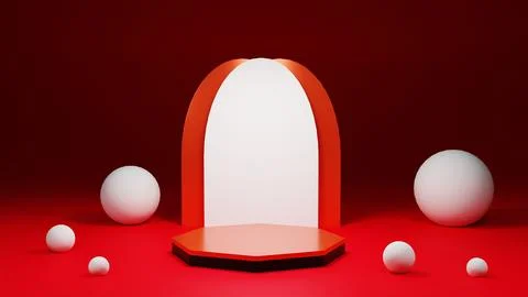 3d  red and white presentation product sale prodium design Stockillustratie