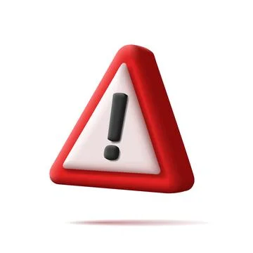 3d Red and white triangle warning sign with exlamation mark vector illustrati Stock Illustration