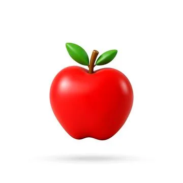 3D Red apple with green leaf. Stock Illustration