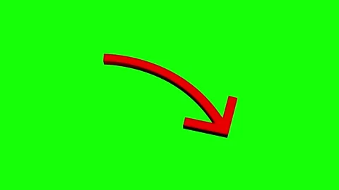 3D Red Arrow Drawing Animation on Green Screen - Curved Downward Pointer Loop Stock-Footage 336703486