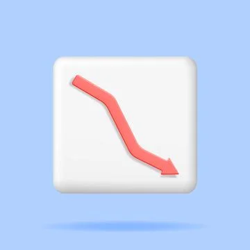 3D Red Arrow Going Down Isolated Stock Illustration