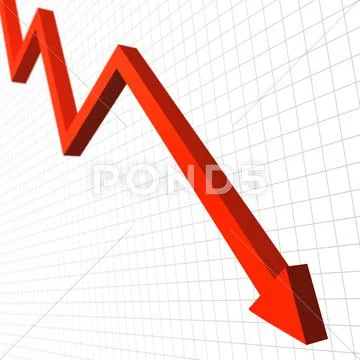 3d red arrow moving down Stock Illustration