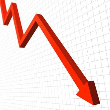3d red arrow moving down Stock Illustration