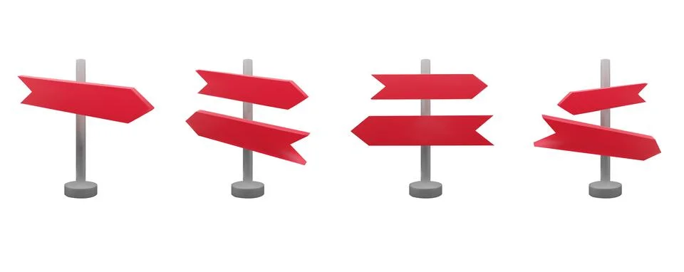 3D red arrows direction set. Vector stock illustration pack isolated on white Stock Illustration
