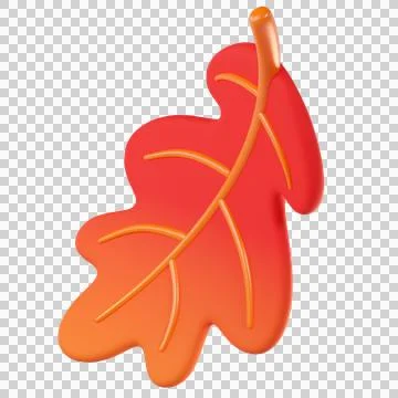 3D red autumn oak leaf Illustrazione stock