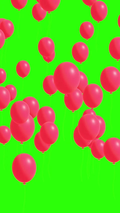 3D red balloons floating up on green screen. Stock Footage 311352087