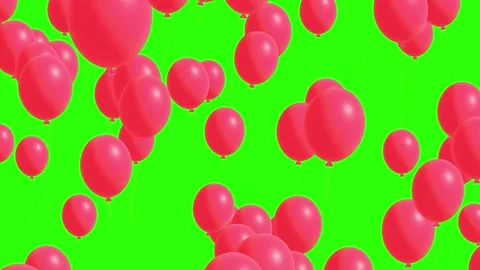 3D red balloons floating up on green screen. Stock Footage 311352095