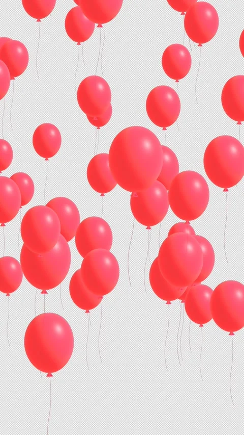 3D red balloons floating up on transparent screen. alpha channel included. Stock Footage 311352633