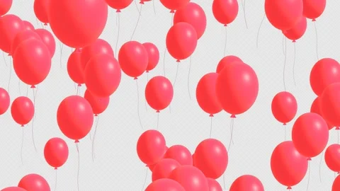 3D red balloons floating up on transparent screen. alpha channel included. Stock Footage 311352731