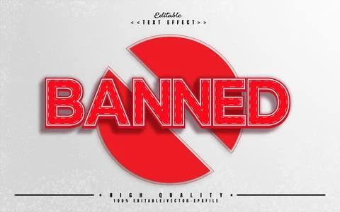 3d red banned text effect Stock Illustration