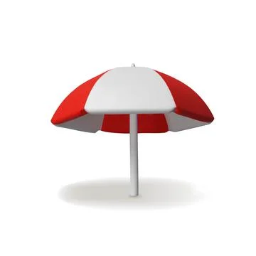 3d red beach umbrella 3 Stock Illustration
