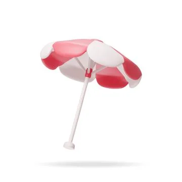 3d Red Beach Umbrella Stock Illustration
