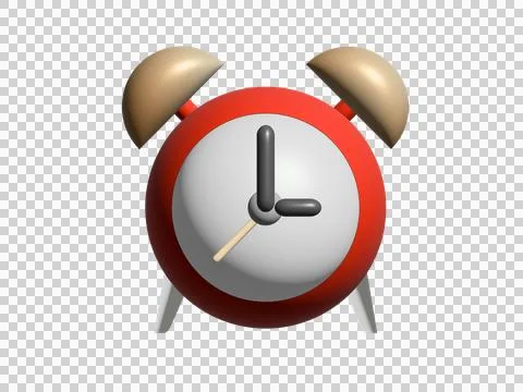 3D red bedside alarm time clock icon with its two bells Stock Illustration