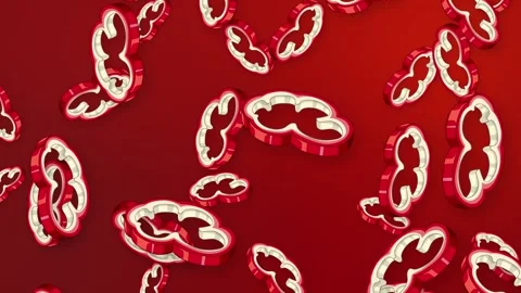3D Red Bell Pepper Slices Falling Over Red Mesh Background Stock Footage 342314914