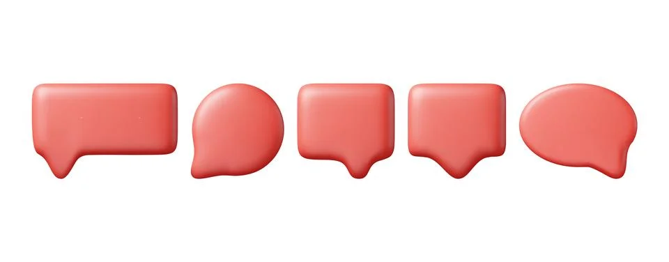 3D Red Blank Speech Bubble Set Stock Illustration