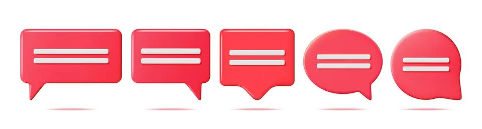 3D Red Blank Speech Bubbles Set Isolated. Stock Illustration