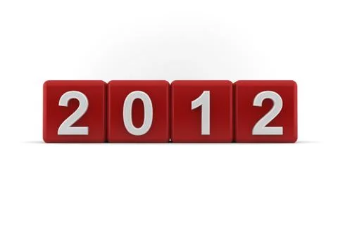 3d red blocks with 2012 number Stock Illustration