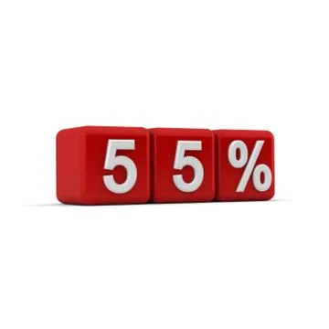 3d red blocks with fifty five percent text Stock Illustration