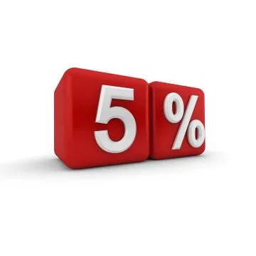 3d red blocks with five percent text Stock Illustration